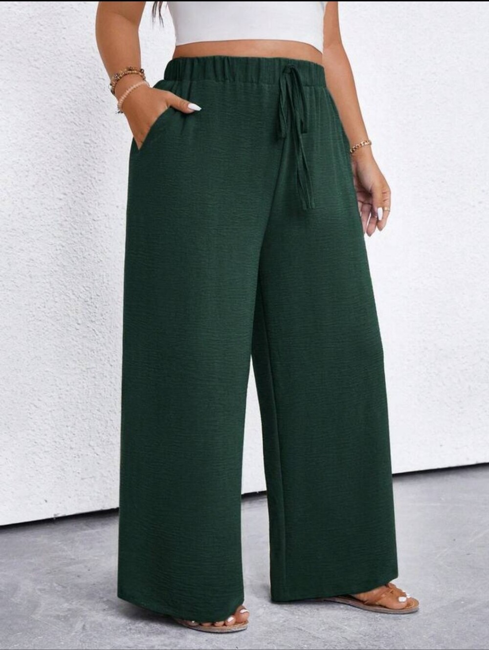 SHEIN Dark GREEN WIDE LEG PANTS